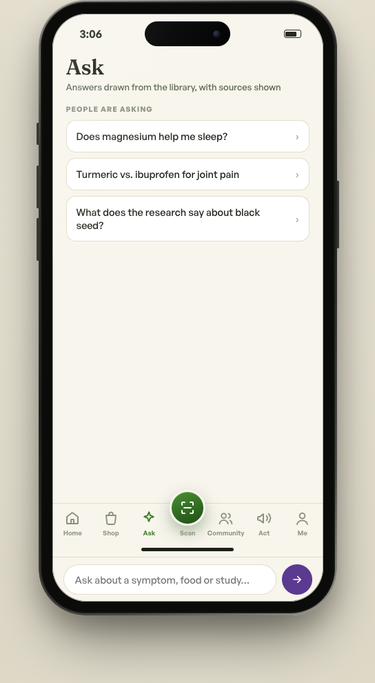 GreenMedInfo app — Ask